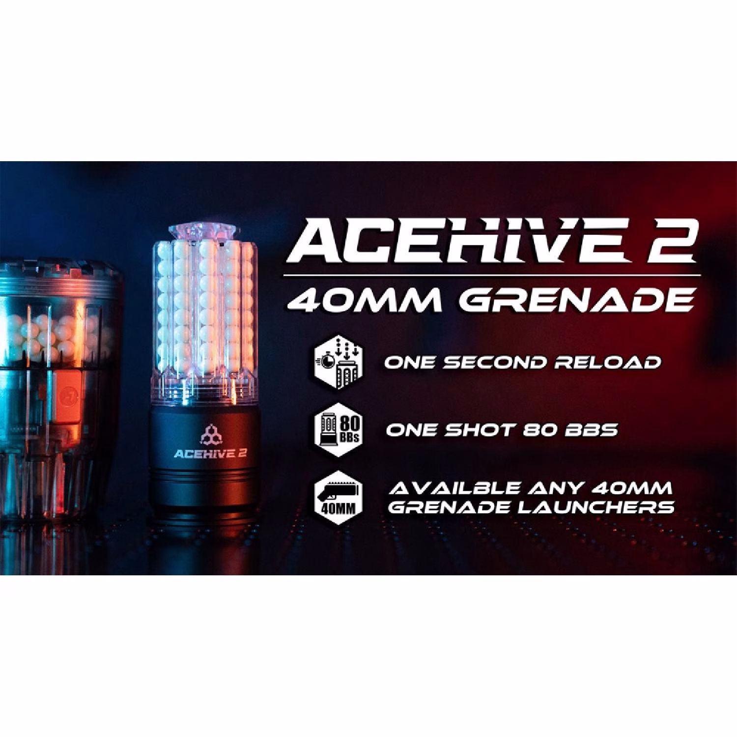 Acetech AceHive 2 x Spawner ikili Bomba ve Hızlı Loader 40mm Launcher için Set - Görünüm 2