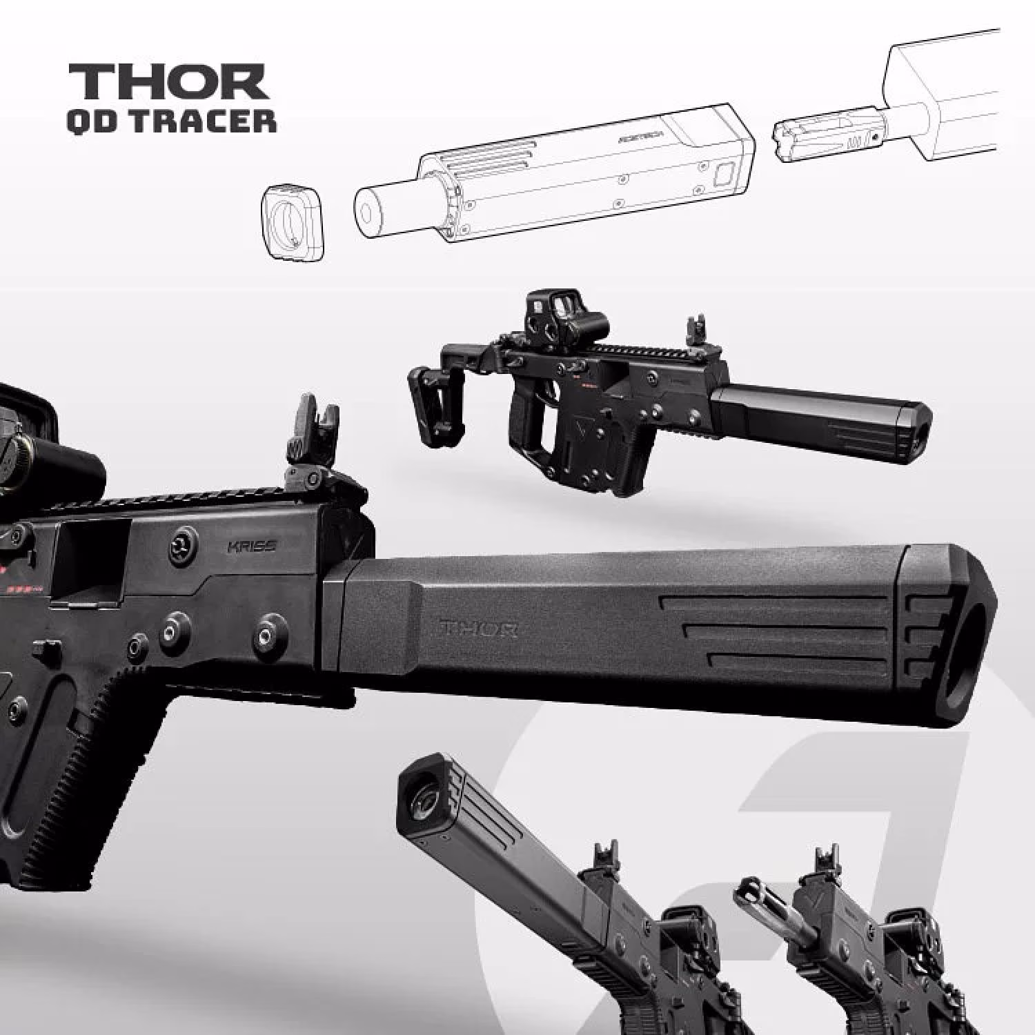 ACETECH THOR QD Tracer Unit BrighterR Krytac Kriss Vector (Green & Red BB uyumlu) - Siyah - Görünüm 6