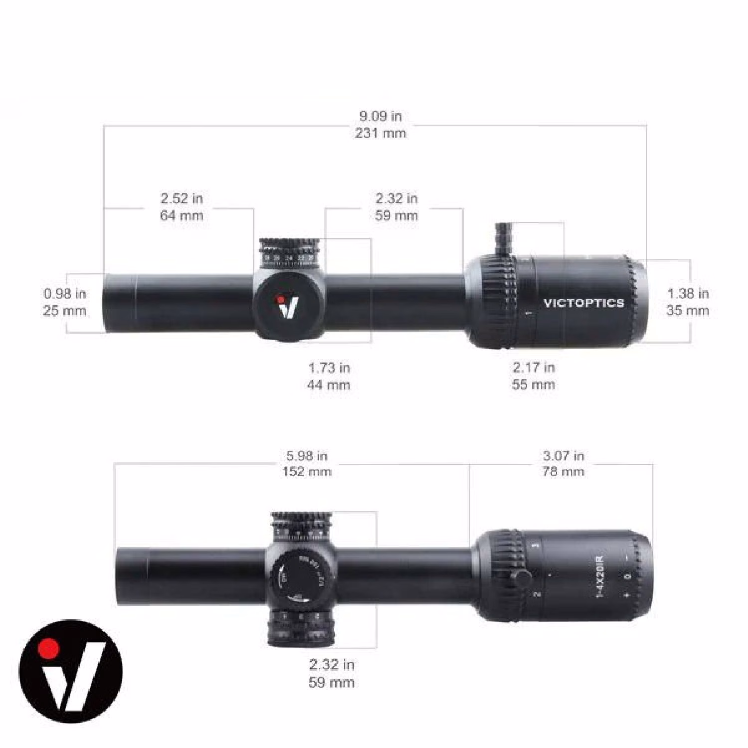 Victoptics X4 1-4x20IR 1'' Aydınlatmalı SFP Tüfek Dürbünü - Görünüm 8